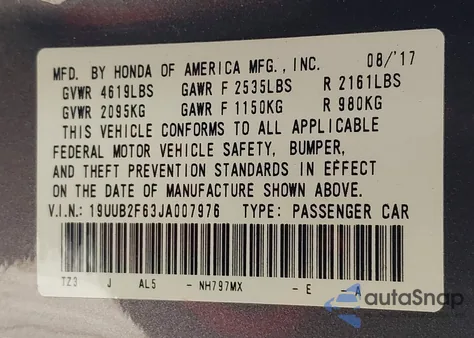 2018 Acura Tlx Tech A-Spec Pkgs из США, поврежденный, VIN 19UUB2F63JA007976